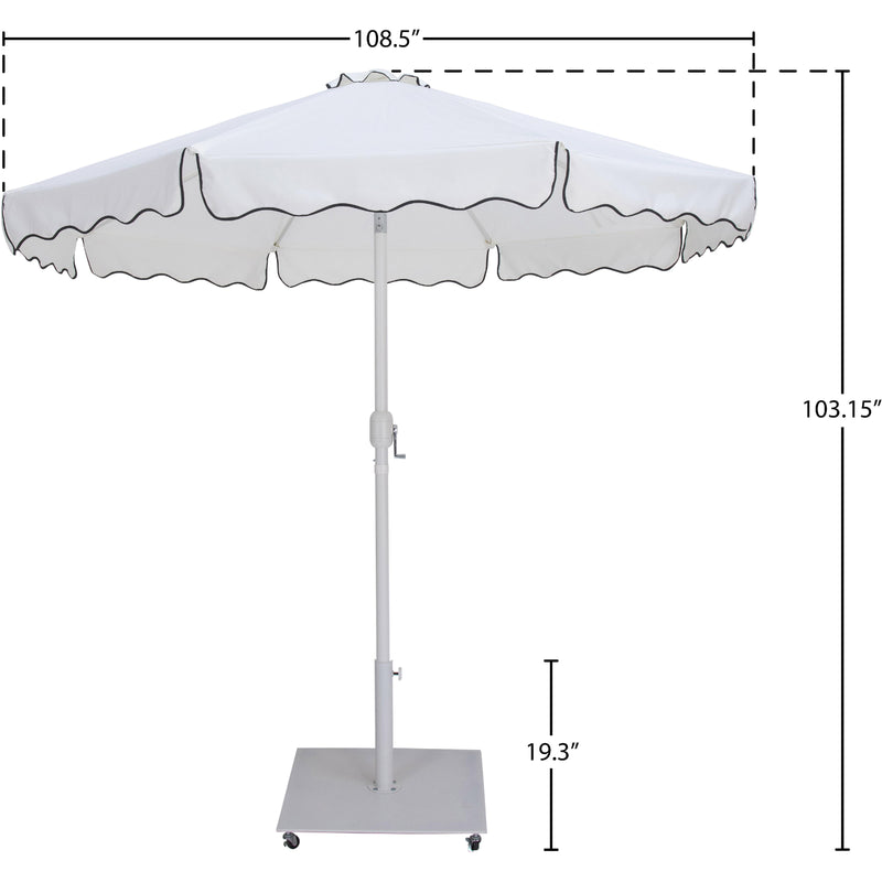 Meridian Amalfi White Fabric With Black Piping / Matte White Aluminum Patio Umbrella with Base Sets IMAGE 18