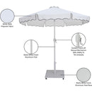 Meridian Amalfi White Fabric With Black Piping / Matte White Aluminum Patio Umbrella with Base Sets IMAGE 19