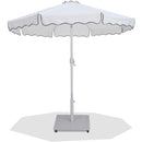 Meridian Amalfi White Fabric With Black Piping / Matte White Aluminum Patio Umbrella with Base Sets IMAGE 1