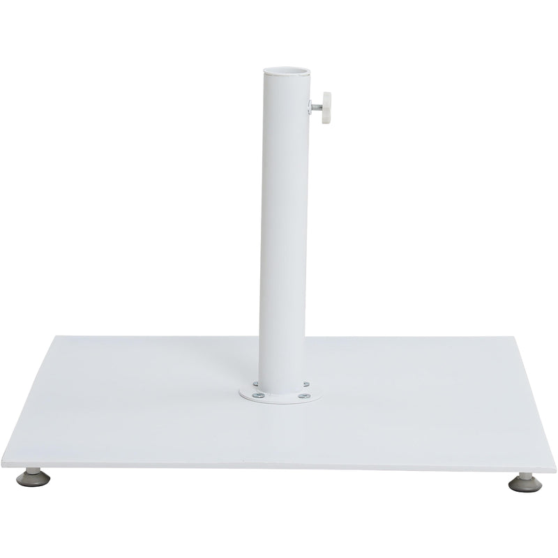 Meridian Amalfi White Fabric With Black Piping / Matte White Aluminum Patio Umbrella with Base Sets IMAGE 6