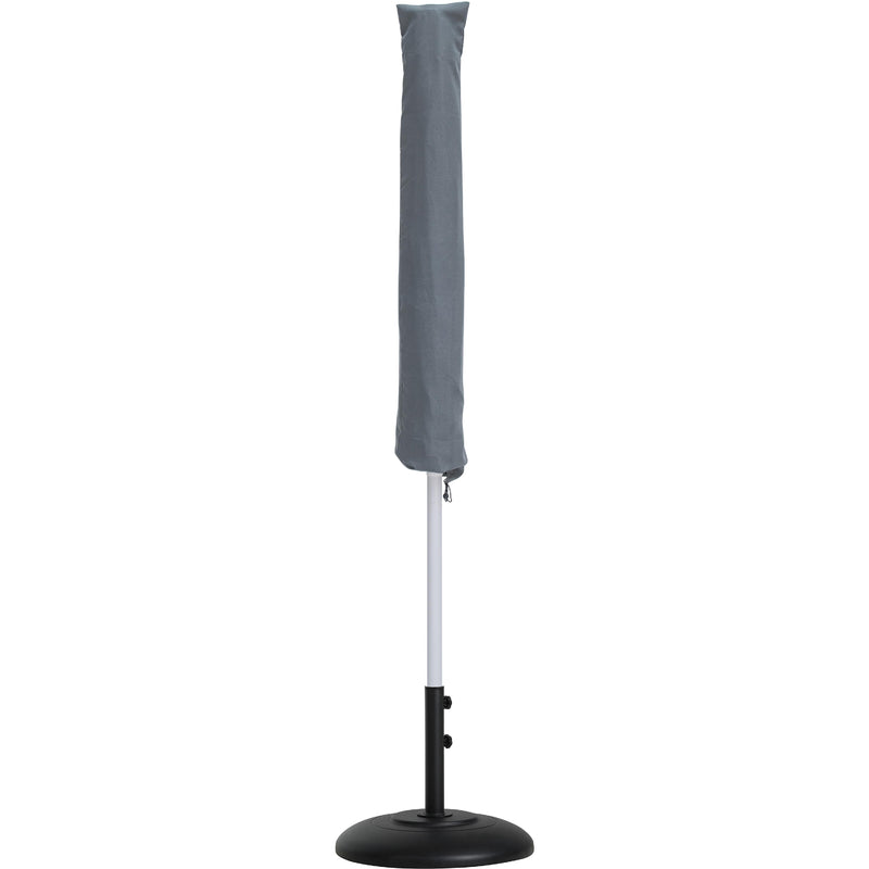 Meridian Amalfi White Fabric With Black Piping / Matte Black Aluminum Patio Umbrella with Base Sets IMAGE 12