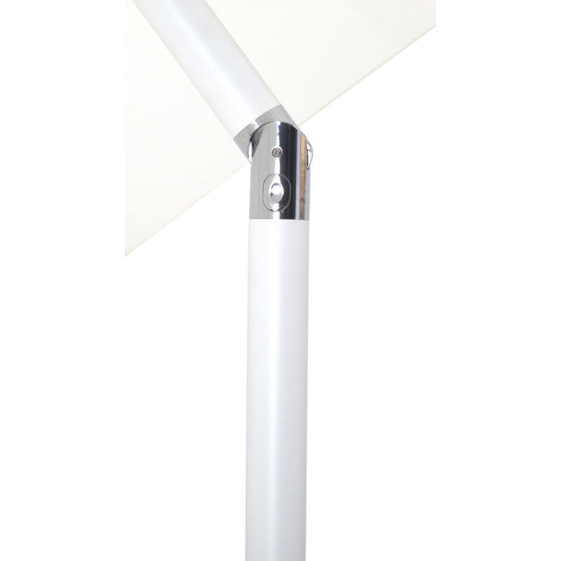 Meridian Amalfi White Fabric With Black Piping / Matte Black Aluminum Patio Umbrella with Base Sets IMAGE 13