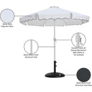 Meridian Amalfi White Fabric With Black Piping / Matte Black Aluminum Patio Umbrella with Base Sets IMAGE 17