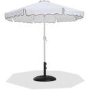 Meridian Amalfi White Fabric With Black Piping / Matte Black Aluminum Patio Umbrella with Base Sets IMAGE 1