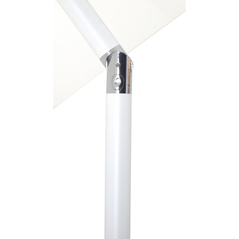 Meridian Amalfi White Fabric With Black Piping / Teak Aluminum Patio Umbrella with Base Sets IMAGE 13