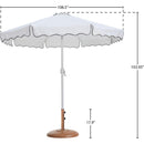 Meridian Amalfi White Fabric With Black Piping / Teak Aluminum Patio Umbrella with Base Sets IMAGE 16