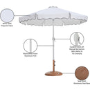 Meridian Amalfi White Fabric With Black Piping / Teak Aluminum Patio Umbrella with Base Sets IMAGE 17