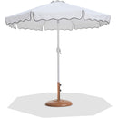 Meridian Amalfi White Fabric With Black Piping / Teak Aluminum Patio Umbrella with Base Sets IMAGE 1