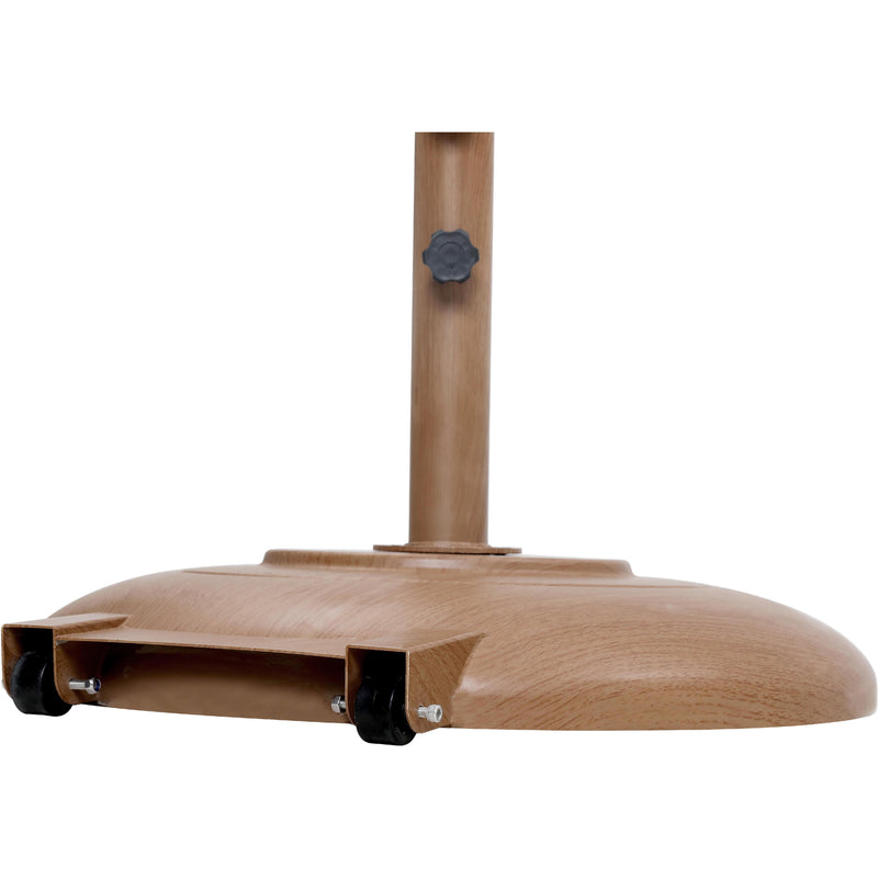 Meridian Amalfi White Fabric With Black Piping / Teak Aluminum Patio Umbrella with Base Sets IMAGE 7