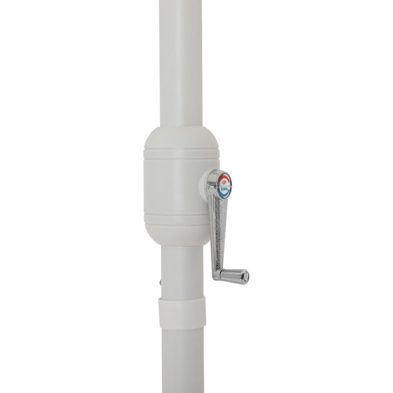 Meridian Amalfi White Fabric With Black Piping / Matte White Aluminum Patio Umbrella with Base Sets IMAGE 10