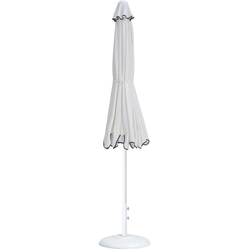 Meridian Amalfi White Fabric With Black Piping / Matte White Aluminum Patio Umbrella with Base Sets IMAGE 11