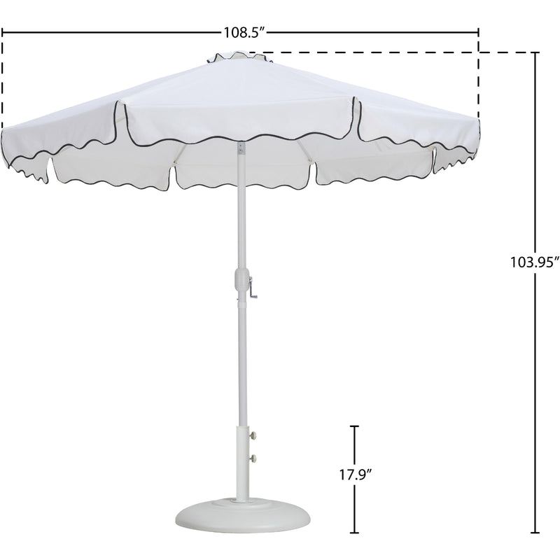Meridian Amalfi White Fabric With Black Piping / Matte White Aluminum Patio Umbrella with Base Sets IMAGE 16