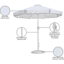 Meridian Amalfi White Fabric With Black Piping / Matte White Aluminum Patio Umbrella with Base Sets IMAGE 17