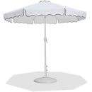 Meridian Amalfi White Fabric With Black Piping / Matte White Aluminum Patio Umbrella with Base Sets IMAGE 1