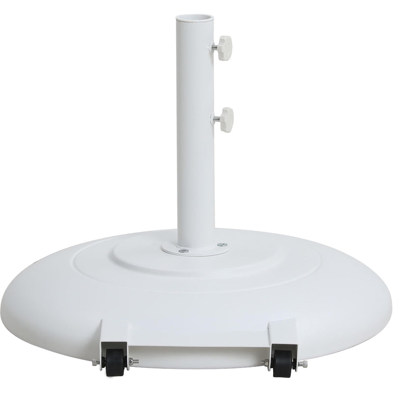 Meridian Amalfi White Fabric With Black Piping / Matte White Aluminum Patio Umbrella with Base Sets IMAGE 6
