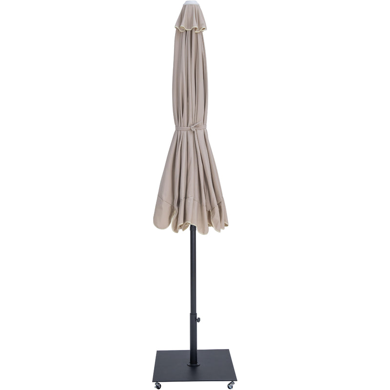 Meridian Amalfi Beige Fabric With Cream Piping / Matte Black Aluminum Patio Umbrella with Base Sets IMAGE 13