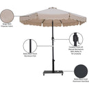 Meridian Amalfi Beige Fabric With Cream Piping / Matte Black Aluminum Patio Umbrella with Base Sets IMAGE 19