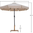 Meridian Amalfi Beige Fabric With Cream Piping / Teak Aluminum Patio Umbrella with Base Sets IMAGE 18