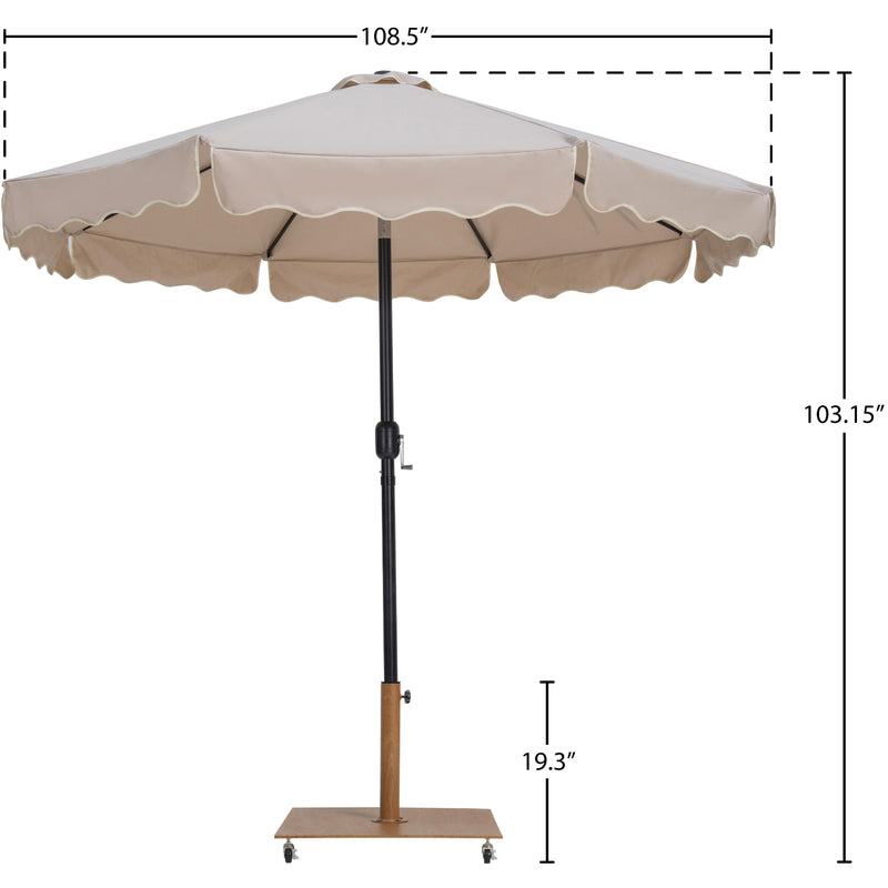 Meridian Amalfi Beige Fabric With Cream Piping / Teak Aluminum Patio Umbrella with Base Sets IMAGE 18