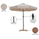 Meridian Amalfi Beige Fabric With Cream Piping / Teak Aluminum Patio Umbrella with Base Sets IMAGE 19