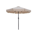 Meridian Amalfi Beige Fabric With Cream Piping / Teak Aluminum Patio Umbrella with Base Sets IMAGE 3