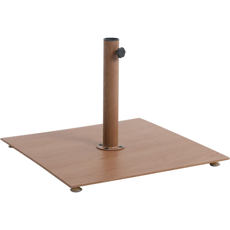 Meridian Amalfi Beige Fabric With Cream Piping / Teak Aluminum Patio Umbrella with Base Sets IMAGE 7