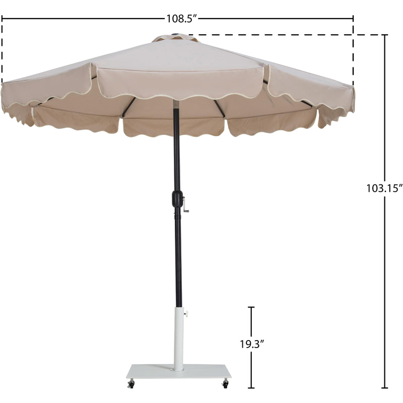 Meridian Amalfi Beige Fabric With Cream Piping / Matte White Aluminum Patio Umbrella with Base Sets IMAGE 18