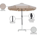Meridian Amalfi Beige Fabric With Cream Piping / Matte White Aluminum Patio Umbrella with Base Sets IMAGE 19