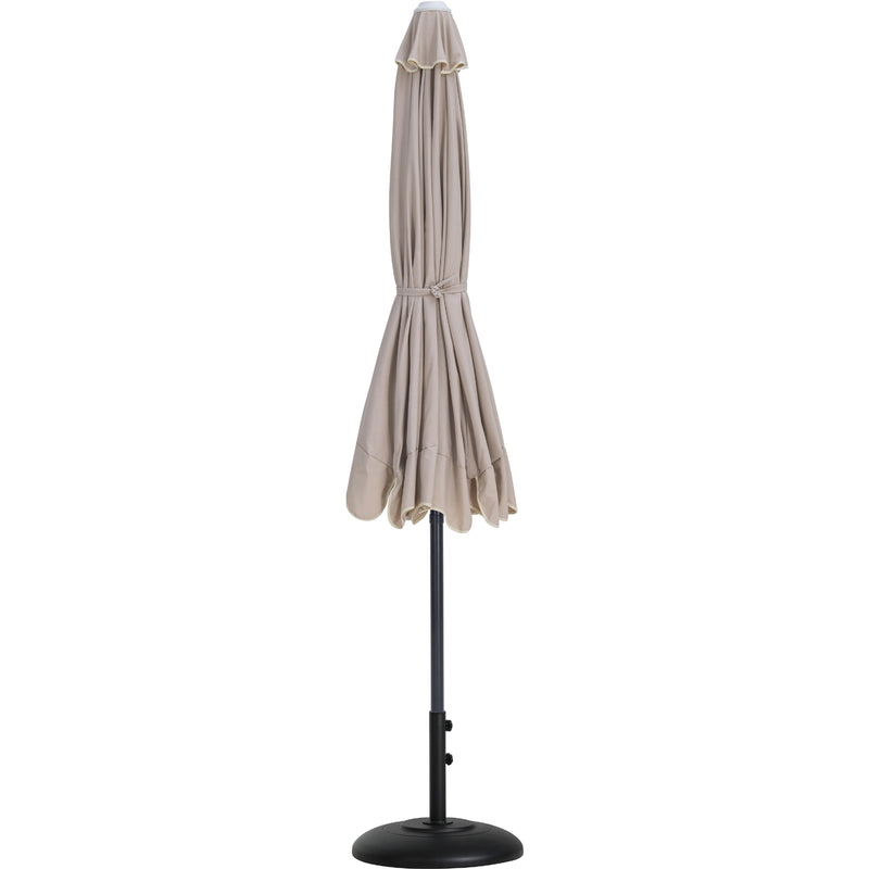Meridian Amalfi Beige Fabric With Cream Piping / Matte Black Aluminum Patio Umbrella with Base Sets IMAGE 11