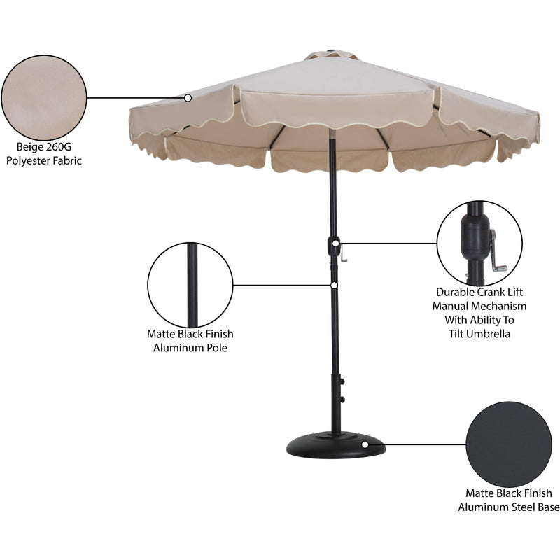 Meridian Amalfi Beige Fabric With Cream Piping / Matte Black Aluminum Patio Umbrella with Base Sets IMAGE 17