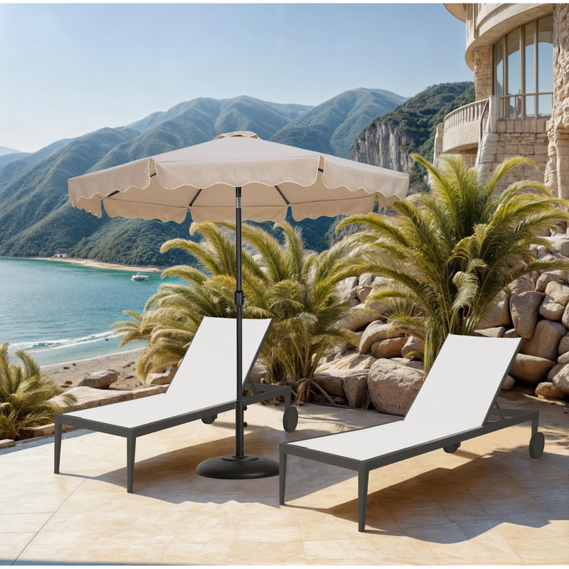 Meridian Amalfi Beige Fabric With Cream Piping / Matte Black Aluminum Patio Umbrella with Base Sets IMAGE 2