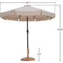 Meridian Amalfi Beige Fabric With Cream Piping / Teak Aluminum Patio Umbrella with Base Sets IMAGE 16