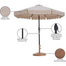 Meridian Amalfi Beige Fabric With Cream Piping / Teak Aluminum Patio Umbrella with Base Sets IMAGE 17