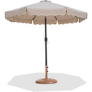 Meridian Amalfi Beige Fabric With Cream Piping / Teak Aluminum Patio Umbrella with Base Sets IMAGE 1