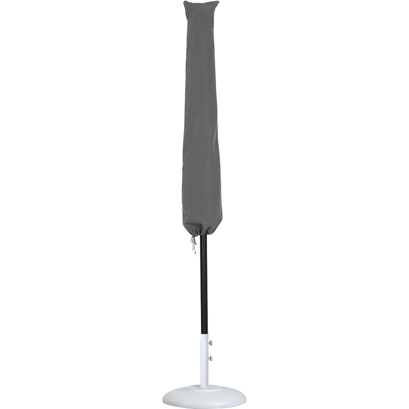 Meridian Amalfi Beige Fabric With Cream Piping / Matte White Aluminum Patio Umbrella with Base Sets IMAGE 12