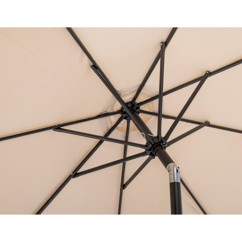 Meridian Amalfi Beige Fabric With Cream Piping / Matte White Aluminum Patio Umbrella with Base Sets IMAGE 14