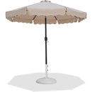 Meridian Amalfi Beige Fabric With Cream Piping / Matte White Aluminum Patio Umbrella with Base Sets IMAGE 1