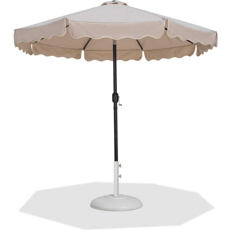 Meridian Amalfi Beige Fabric With Cream Piping / Matte White Aluminum Patio Umbrella with Base Sets IMAGE 1