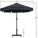 Meridian Amalfi Black Fabric With Cream Piping / Matte Black Aluminum Patio Umbrella with Base Sets IMAGE 18