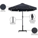 Meridian Amalfi Black Fabric With Cream Piping / Matte Black Aluminum Patio Umbrella with Base Sets IMAGE 19