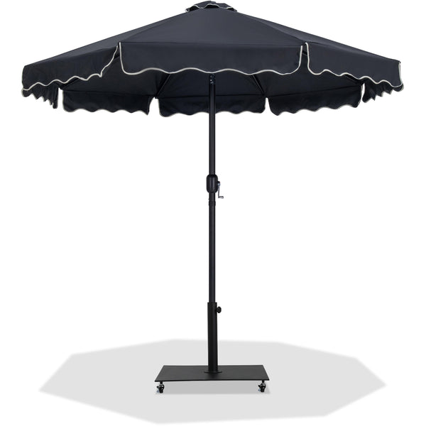 Meridian Amalfi Black Fabric With Cream Piping / Matte Black Aluminum Patio Umbrella with Base Sets IMAGE 1