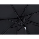Meridian Amalfi Black Fabric With Cream Piping / Teak Aluminum Patio Umbrella with Base Sets IMAGE 16