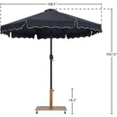 Meridian Amalfi Black Fabric With Cream Piping / Teak Aluminum Patio Umbrella with Base Sets IMAGE 18