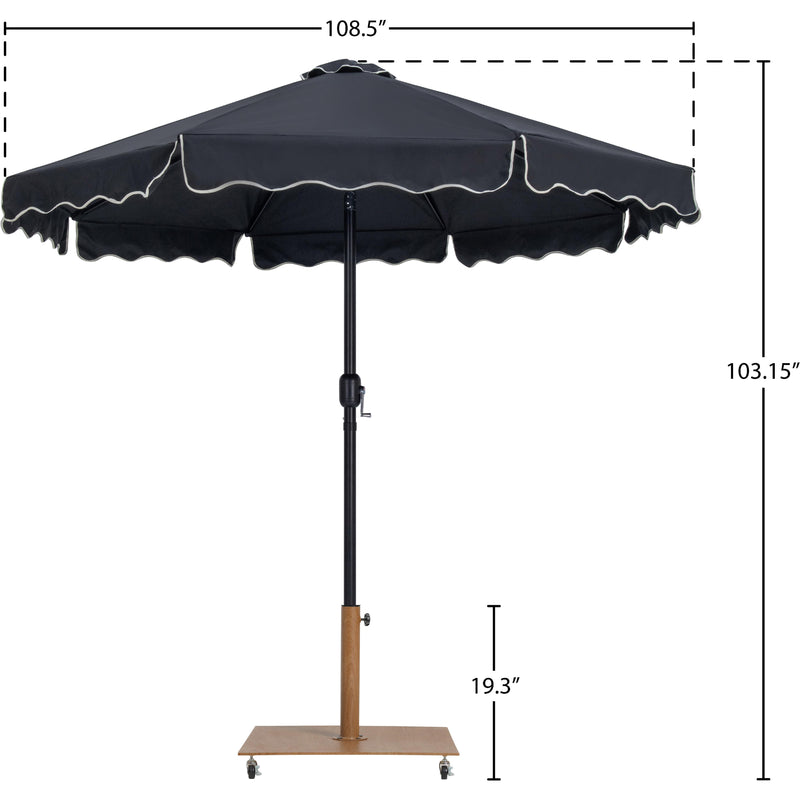 Meridian Amalfi Black Fabric With Cream Piping / Teak Aluminum Patio Umbrella with Base Sets IMAGE 18