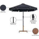 Meridian Amalfi Black Fabric With Cream Piping / Teak Aluminum Patio Umbrella with Base Sets IMAGE 19