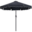 Meridian Amalfi Black Fabric With Cream Piping / Teak Aluminum Patio Umbrella with Base Sets IMAGE 3