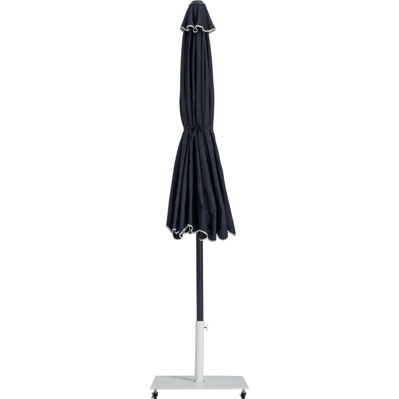 Meridian Amalfi Black Fabric With Cream Piping / Matte White Aluminum Patio Umbrella with Base Sets IMAGE 13