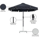 Meridian Amalfi Black Fabric With Cream Piping / Matte White Aluminum Patio Umbrella with Base Sets IMAGE 19