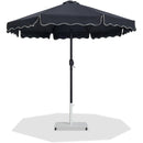 Meridian Amalfi Black Fabric With Cream Piping / Matte White Aluminum Patio Umbrella with Base Sets IMAGE 1