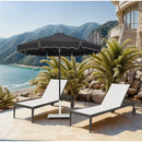 Meridian Amalfi Black Fabric With Cream Piping / Matte White Aluminum Patio Umbrella with Base Sets IMAGE 2